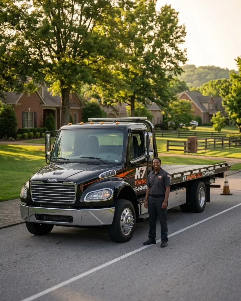 K7 Towing truck providing tow truck Franklin TN service near Cool Springs and Hillsboro Road